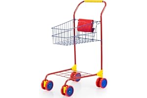 Bayer - Toy Shopping Cart with Metal Frame - Real Mini Pushcart with Wheels, Pretend Play Grocery Store for Kids - 75002AB