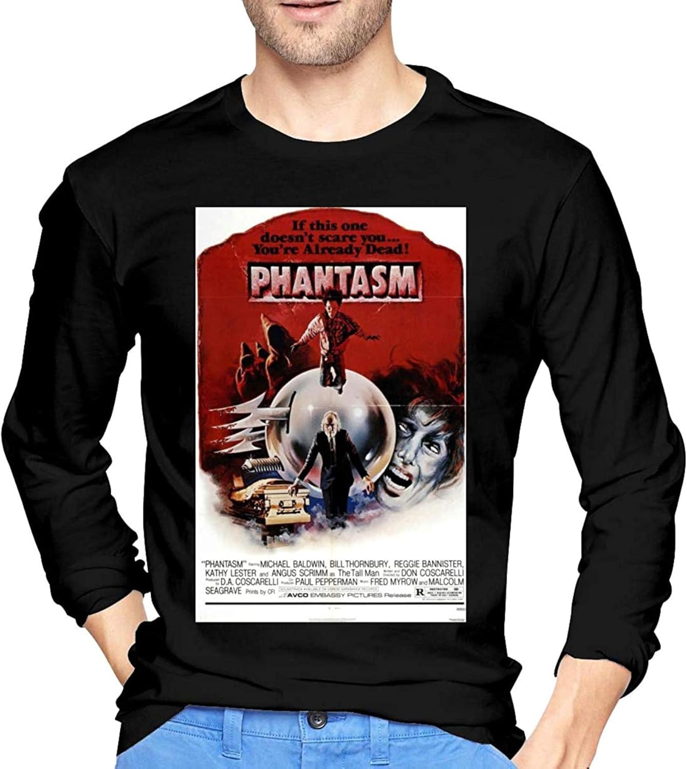 Phantasm Mens Lightweight Cotton Workout Long Sleeve TShirts Essential