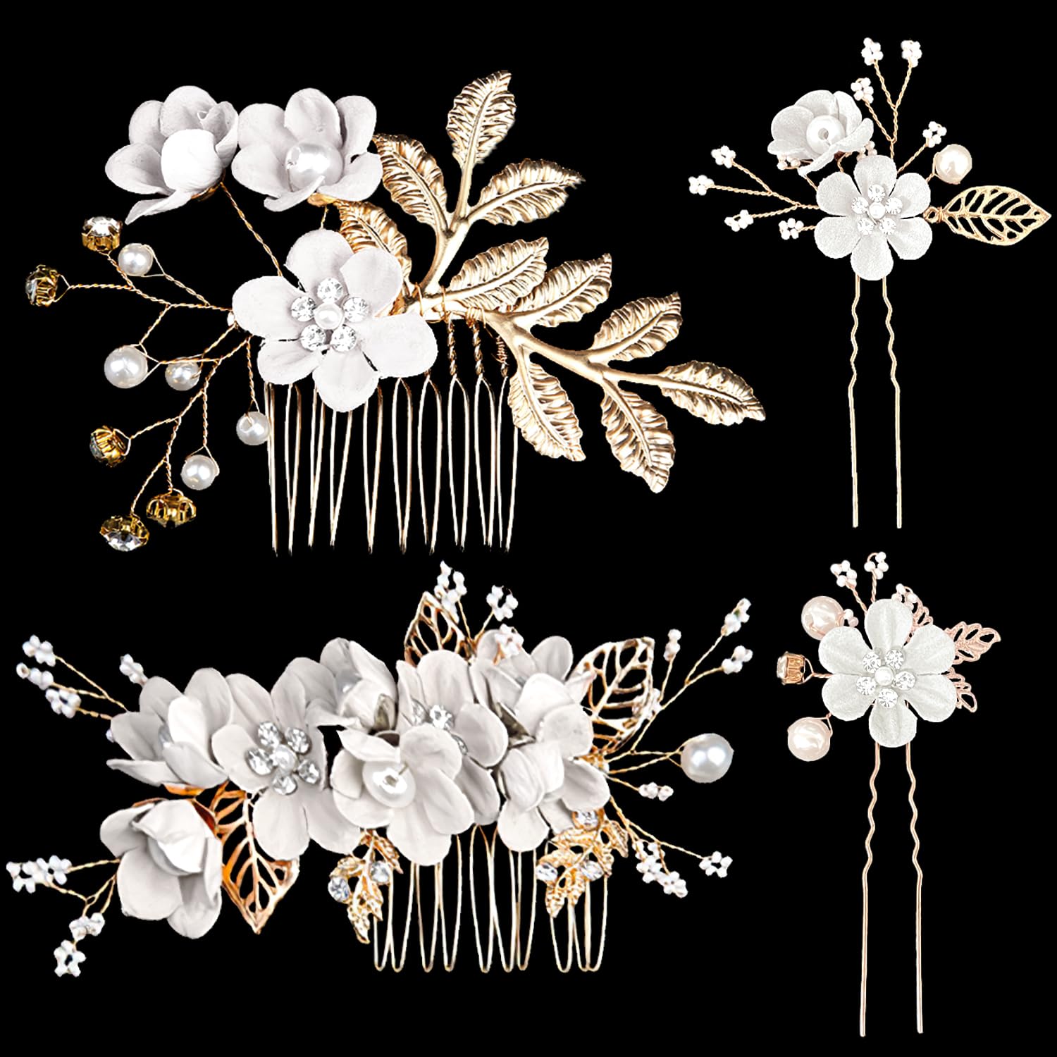 4pcs Bridesmaid Hair Accessories, Wedding Hair Side Combs Bridal Hair Pieces Flower Hair Pins For Women Wedding Hair Accessories For Women Girls, Wedding, Ball