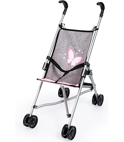 Bayer Toy Doll Stroller - Hot Pink & White Polka Dots, Foldable Buggy
