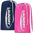 Sylfairy 2 Pack XL Laundry Bag with Strap,Heavy Duty Travel Laundry Bag,Rip-Stop Dirty Clothes Shoulder Bag with Drawstring,Easy Fit a Laundry Hamper or Basket Travel Essentials