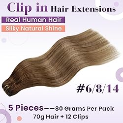 LaaVoo Hair Extensions Clip ins Ombre Medium Brown