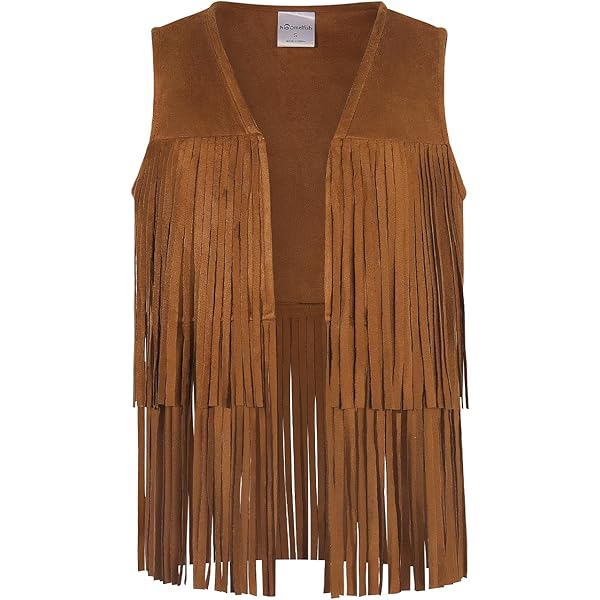 Amazon.com: Fornia Girls' Fringe Faux Suede Vest Camel Medium