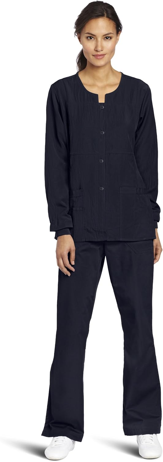 WonderWink Women's Scrubs Four Way Stretch Sporty Snap Jacket: Medical Scrubs Jackets: Clothing