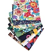 QiMicody Fabric Bundles, 7Pcs 100% Cotton 19.69&rdquo; x 15.75&rdquo; (50cmx40cm) Precut Quilting Fabric Squares Sheets for DIY Patchwork Sewing Quilting Crafting, No Repeat Design (Flower Pattern)