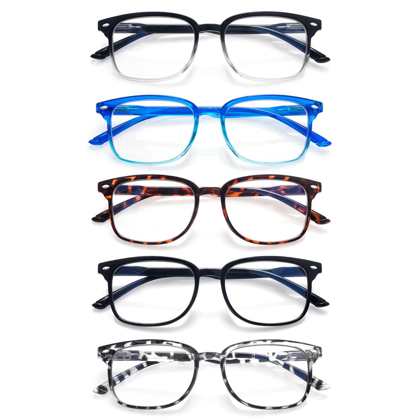 ZONLON 5 Pack Reading Glasses for Women - Anti Blue Light Blocking with Spring Hinges (5 Multicolor C3, 3.00) — image 1