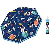 alldomess Autoamtic Kids Umbrella UV Resistant, Folding Compact Umbrella 360° Reflective Strip for Travel Outdoor, Lightweight Cute Kids Parasol Anti-rebound Safe for Toddler