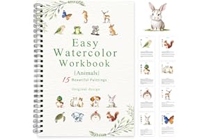 SLWBZ Watercolor Workbook Animals, 15 Different Patterns of Original DIY Designs, Beginner-Friendly Watercolor Workbooks, (Animals, Without Palette)