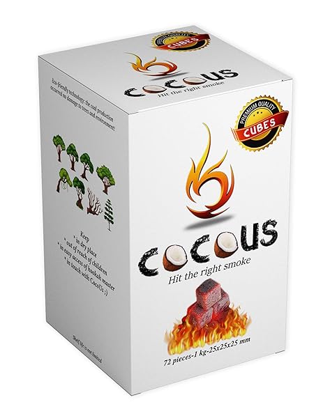COCOUS NATURAL COCONUT CHARCOAL INCENSE HOOKAH SHISHA NARGUILE COAL COCONUT SHELL BRIQUETTE COALS 1KG-72 PIECES 25MM CUBES