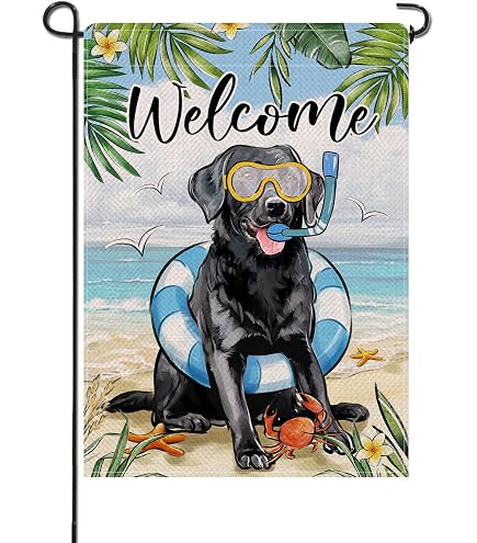 Dyrenson Gartenflagge 'Welcome Easter' Mit Labrador – 30,5x45,7 Cm, Wetterfest, Doppelseitig Bedruckt