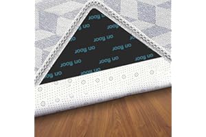 Sayenz 4 Pcs Grippers, Non Slip Rug Pads for Hardwood Floors and Tiles, Reusable and Washable Tape for Area Rugs, Dual Sided Adhesive Gripper Keep Corners Flat (4, Triangle - Black)