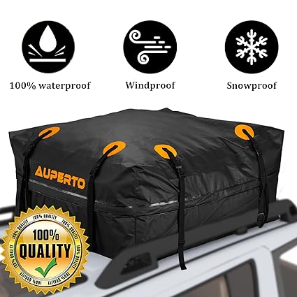 Namotu Rooftop Cargo Carrier Bag 15 Cu Ft Waterproof Cargo Bag For Cars With Side Rails Cross Bars Or Rack Black