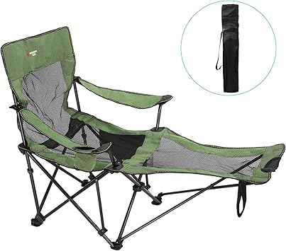Amazon Nextech 18最新バージョン アウトドアチェア 折りたたみ椅子 360度回転 3段階伸縮調節 両側収納袋付き 軽量 耐荷重150kg コンパクト 背もたれ 収納バッグ付 お釣り 登山 携帯便利 キャンプ椅子 リクライニングチェア ライトグリーン Nextech チェア