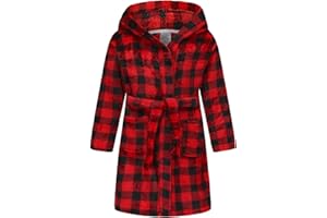 Fraprasty Boys Fleece Robe Hooded Toddler Soft Bathrobe Pajamas Sleepwear for Kids Girls 2-16 Years