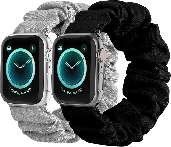 POY Compatible with Scrunchies Apple Watch Bands 38mm 40mm 42mm 44mm, Women Cloth Pattern Printed Fabric Wristbands Straps Elastic Scrunchy Band for iWatch Series 6 5 4 3 2 1 SE