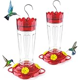 TOP XIAN Hummingbird Feeders for Outdoors 2 Pack 14Oz Plastic Ant&Bee Proof | Leak-proof Nectar Feeder with Ant Moat, 4 Bee G