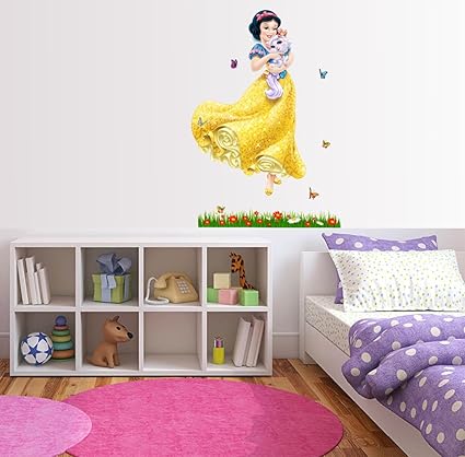 Asmi Collections Wall Stickers Snow white Disney Princess Butterfly(For Light color walls)