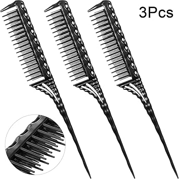 3 Pieces Triple Teasing Comb Plastic Tease Layers Comb Tail Comb
