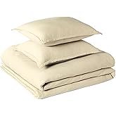 Amazon Basics Brushed Microfiber Comforter Set, Extra Soft with Natural Texture, 3-Piece, Queen/Full, Beige