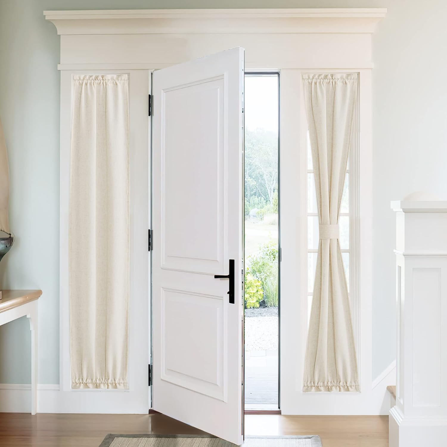 Outdoor Curtains - PONY DANCE Sidelight Door Window Curtains - Privacy Door Window Curtains Thermal Insulate Covering for Patio Door Glass Door Front Door, W12 x L72 inches, 1 Panel, Natural