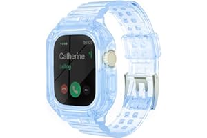 SXTDDSP Compatible for Clear Apple Watch Band with Bumper Case 49mm 45mm 44mm 42mm 41mm 40mm 38mm, Women Men Jelly Crystal Sport Cover Strap for iWatch Ultra Series 9 8 7 6 5 4 3 2 1 SE