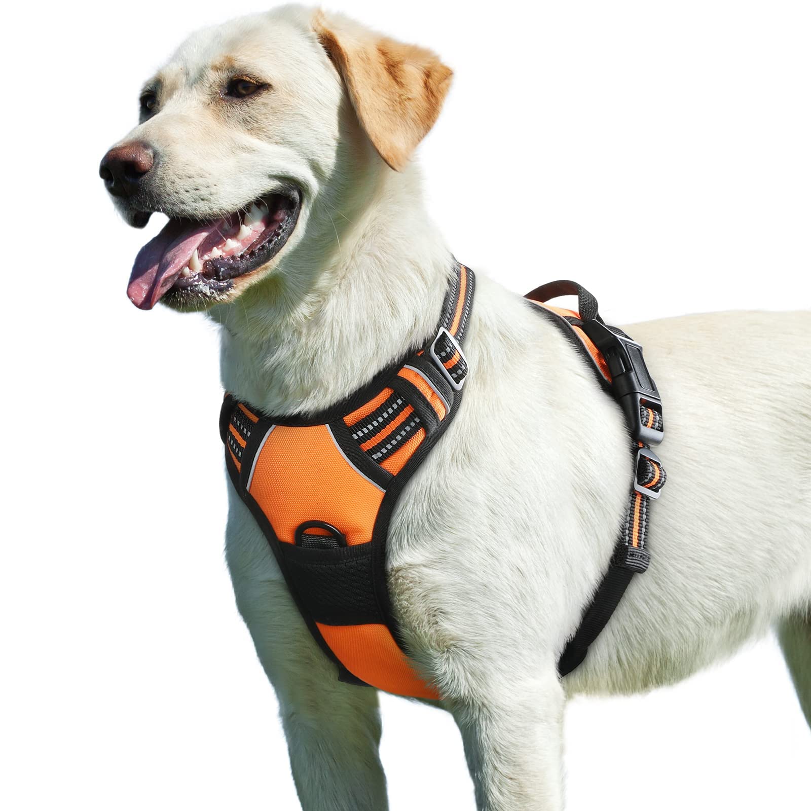 Photo 1 of Eagloo Dog Harness for Large Dogs, No Pull Service Vest with Reflective Strips and Control Handle, Adjustable and Comfortable for Walking, No Choke Pet Harness with 2 Metal Rings, Orange, L