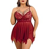 Avidlove Babydoll Lingerie for Women Strappy Nightdress Sexy Nightgowns Bridal Chemise Plus Size Lace Langeray L-4XL