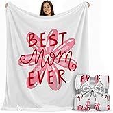 Mom Blanket 50"x60" in Gift Ready Packaging | Cozy Dyed Fleece Throw Blanket by FiloEstilo - Best Mom Ever Gift for Couch or Bed | Special Present from Daughter or Son