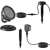 Alpine Corporation 120 LEDs Indoor Outdoor Submersible Spotlight, 12 Watts, Warm White 600 Lumens with Auto On/Off, 23 FT Cor