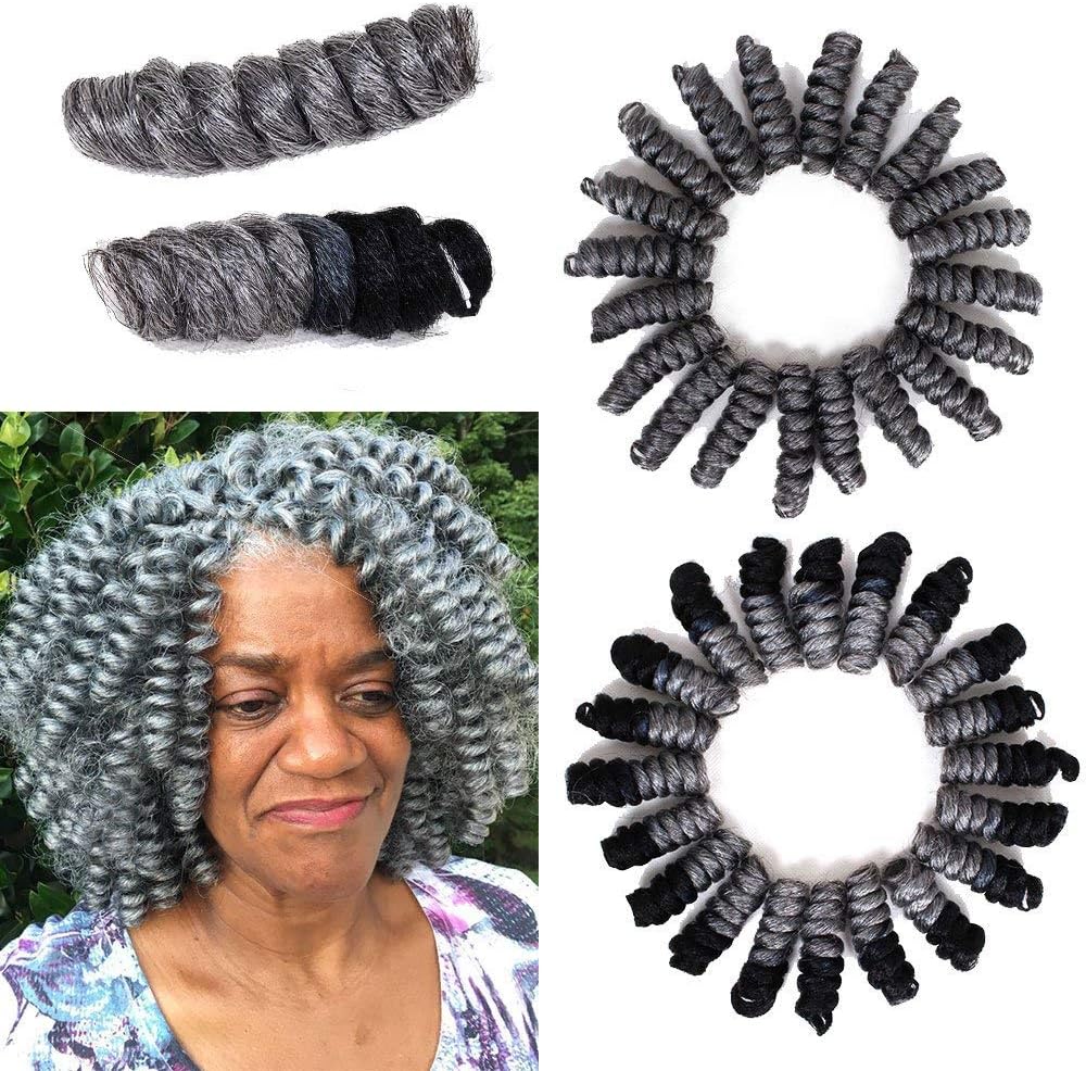 Zonghao 5 Packs Crochet Braiding 20 Strands/Pack Bouncy Twist Saniya Curls 10 20 Inches Curl Crochet Braids Hair Extensions (20", grey)