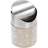 ZOOFOX Countertop Trash Can, 1.5 Liter Bling Rhinestone Garbage Bin with Swing Lid for Home, Office, Vanity Tabletop, Bedroom, Bathroom
