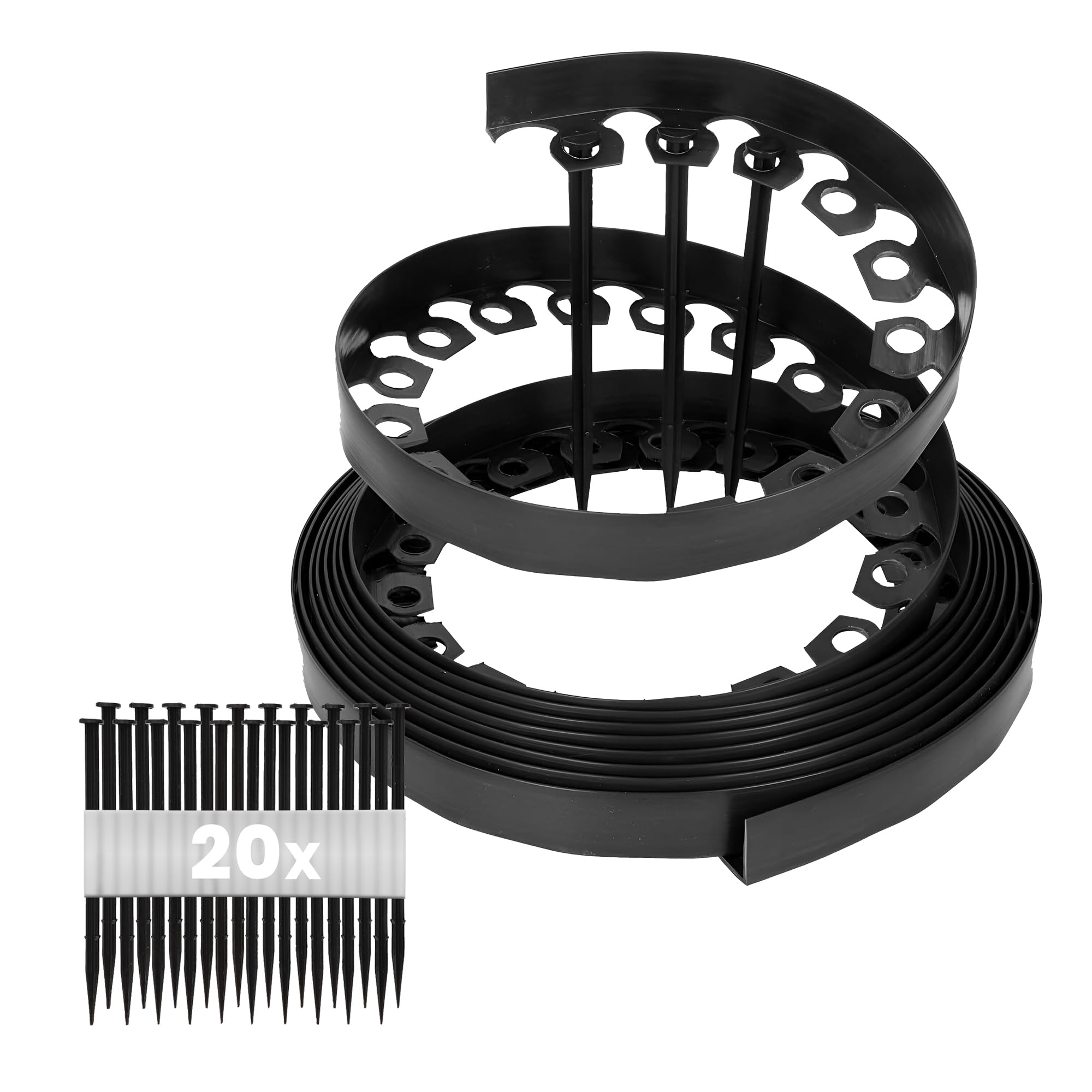 GARDENIX Lawn Edging 4cm high - 33ft long Black Flexible Garden Edging Border with Easy Dig Installation & Reinforced Plastic Pegs, Ideal for Flowerbeds, Lawn, Grass, Pavement - Easy to Cut