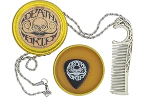 THE VINTAGE GROOMING CO. Mustache Wax Extra Strong Hold Death Grip 1 oz Tin & Necklace Death Grip Mustache Comb Mens Combo Kit - Grooming For Men Handlebar Moustache
