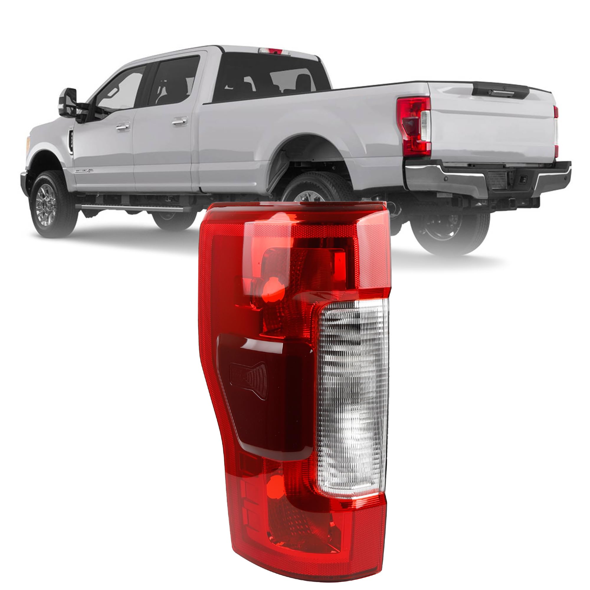 Photo 1 of Dasbecan Halogen Left Driver Side Tail Light Assembly Compatible with 2017 2018 2019 Ford F250 F350 F450 Super Duty Taillight Rear Lamp Replace KC3Z13405C Blind Spot Module Can be Installed
