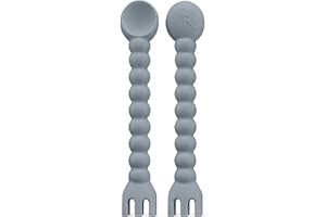 Ryan & Rose Cutie Tensils Baby Spoon and Fork [2 Pack] (Charcoal)