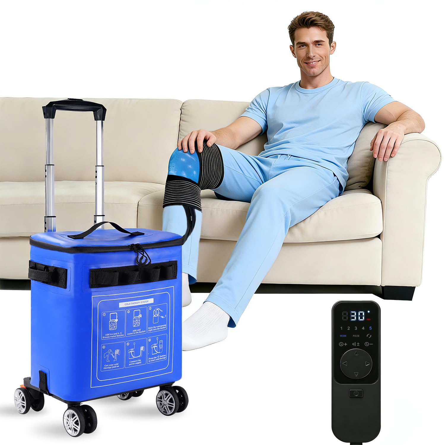 Photo 1 of Ice Machine for Knee After Surgery, Cold Therapy Machine for Knee Replacement, Portable Ice Therapy Machine with Wheels, Handle for Pain Relief - Unisex for Men/Women