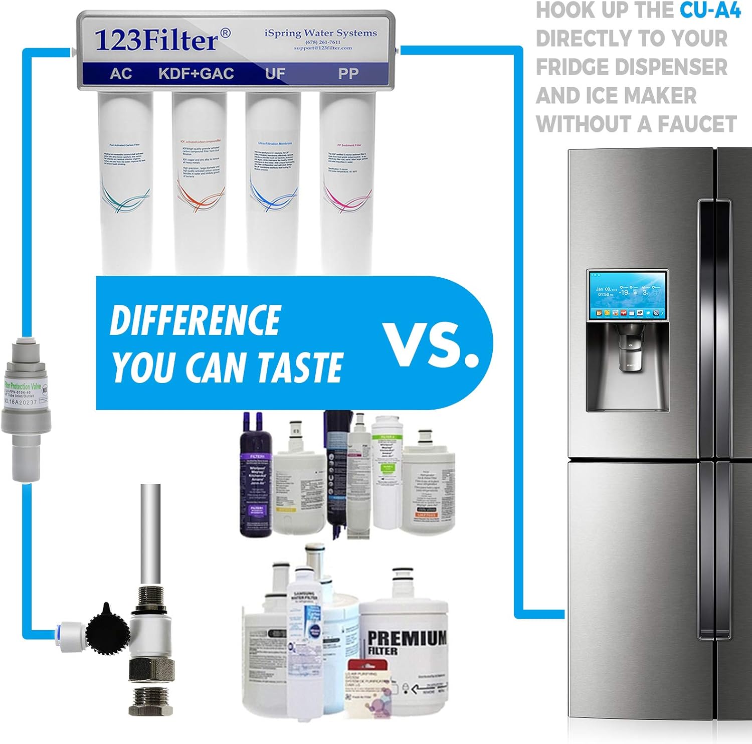 iSpring CU-A4 4-Stage High Capacity Premium Under Sink Drinking Water System with 0.1 micron Ultra Filtration membrane, Tankless, Quick Change, Chrome Faucet - Undersink Water Filtration Systems - 