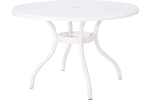 Christopher Knight Home Simon Outdoor Aluminum Round Dining Table, White