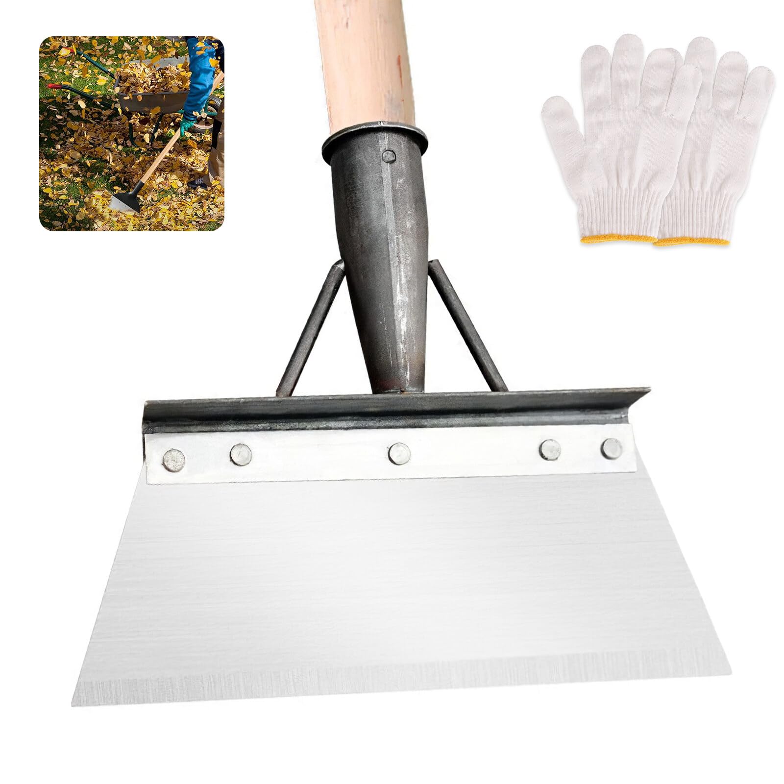 Multifunctional Garden Shovel - Outdoor Cleaning Tool, Moss Remover With Gloves, NOT INCLUDED HANDLE - Accessories for Weeding, Scraping, Ice Remove
