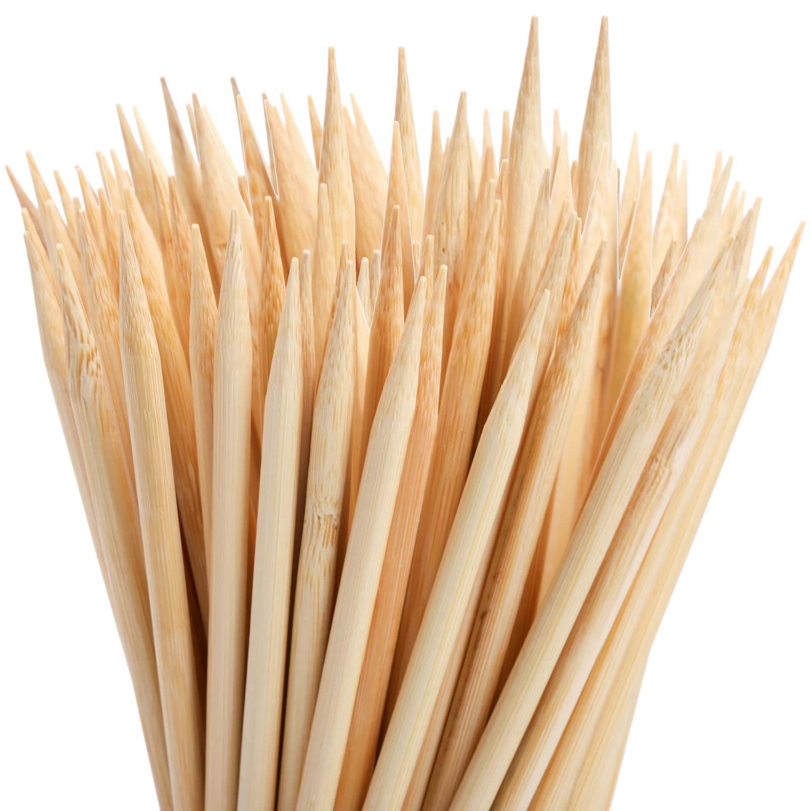 Frcctre 1000 Pack Natural Bamboo Skewers, 7 Inch/17cm Caramel Candy Apple Sticks, Pointed Bamboo Sticks for BBQ Corn Dog Lollipop Fruit Kabob