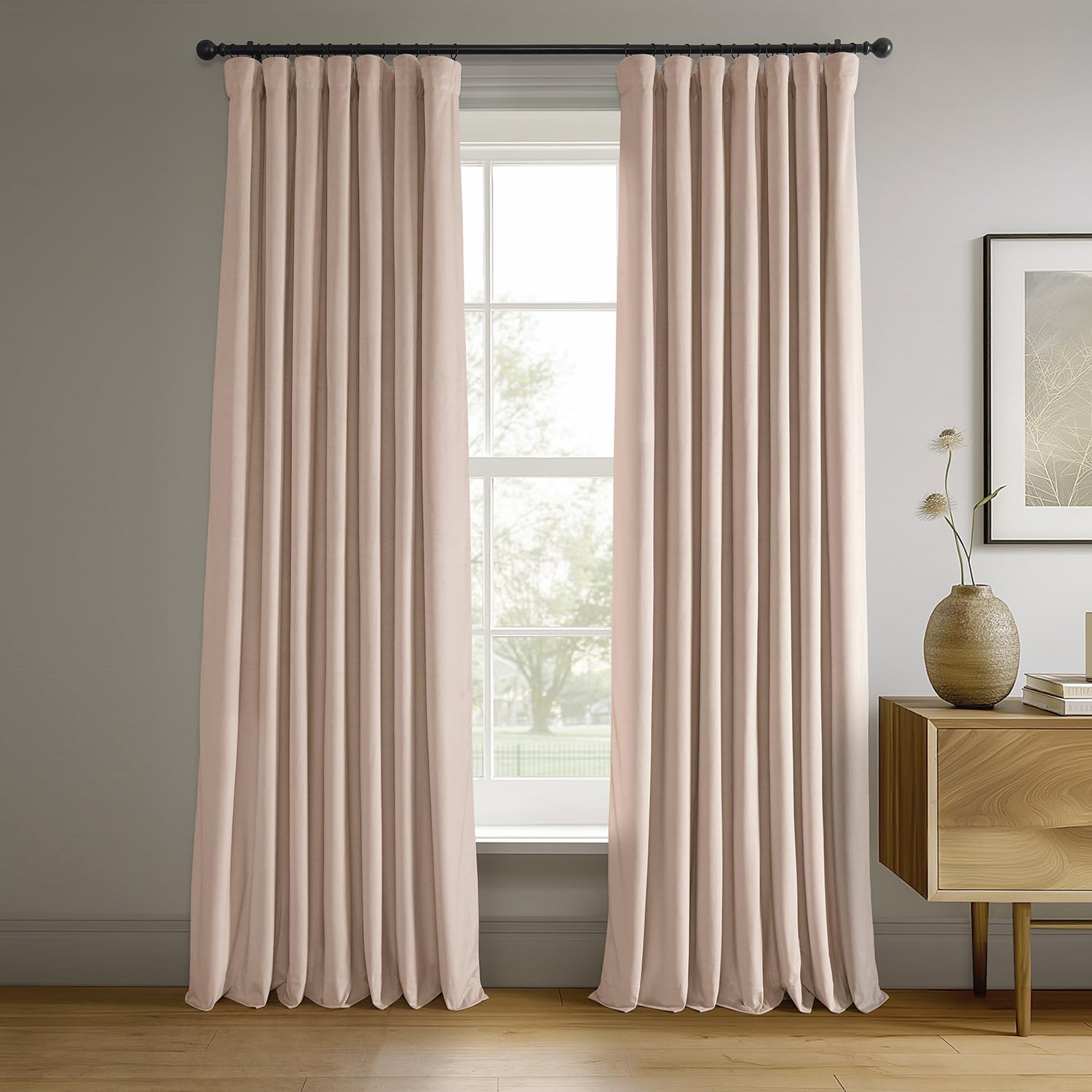 HPD Half Price Drapes Signature Velvet Thermal Blackout Curtains for Living Room 84 Inch Long (1 Panel) Rod Pocket Insulated Blackout Curtains for Bedroom Window Curtains, 50W x 84L, Rosey Dawn Image