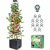 MQHUAYU 1Pack Raised Garden Bed Planter Box with Trellis, 57" Self-Watering Tomato Cage Planters for Climbing Plants Vegetabl