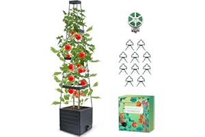MQHUAYU 1Pack Raised Garden Bed Planter Box with Trellis, 57" Self-Watering Tomato Cage Planters for Climbing Plants Vegetable Vine Flowers Outdoor & Indoor (57x9.8x9.8IN)