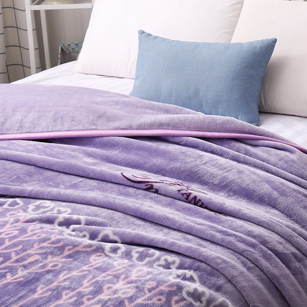 MYLUNE HOME Faux Fur Mink Fleece Blanket Throws with Flower Pattern on Chair Sofa and Bed Full/Queen/King Size