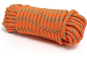 XINSHUNCAN Climbing Rope, 1/2 Inch x 50 Feet Double Braided Arborist Rope Polyester for Outdoor, Climbing, Hiking, Swing, Tree Work, Halyard, Sailing etc(Orange)