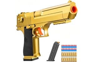 KYLIANDI Manual Shell ejecting Pistol Soft Bullet Pellet Toy Gun Ball Blasters Realistic Dart Ammo Fake Prop Look Real Gun Shooting Game for Adults Under 10 Dollars Age 14+ (Golden)