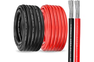 KIMBLUTH 6 Gauge Marine Wire Tinned Copper Boat Cable, Standard USA OFC Oxygen Free Copper Wire for Automotive Boat Speakers Solar Outdoors (6 Gauge 5FT Red+5FT Black)