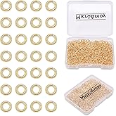 MICROAMOY 1000pcs 14k Gold Filled Jump Rings,Non Tarnish Gold Open Jump Rings for Necklace Bracelet Earrings DIY Jewelry Making Supplies (0.7x4mm, Gold)