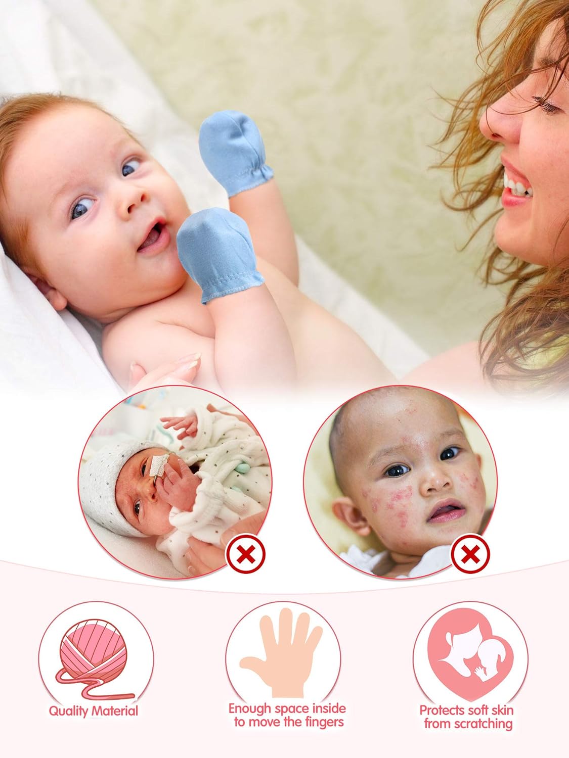24 Pairs Newborn Baby Mittens Unisex Baby Cute Glove No Scratch Baby Mittens Gloves for 0-6 Months Baby Boys Girls: Clothing