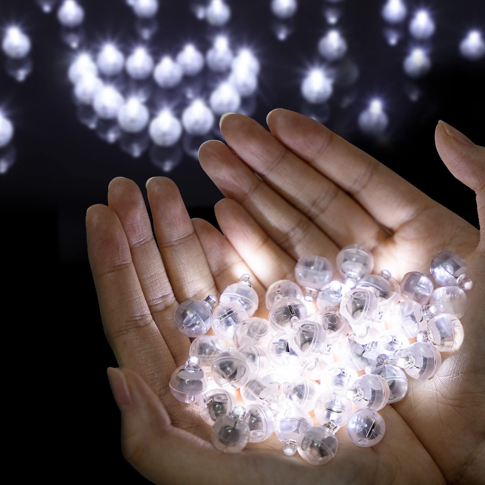 Mini Led Balloon Lights Richaa 100 Pcs Flashing Balloons Light Paper Lanterns Lights for Home Wedding Birthday Halloween Christmas Party Decoration (White-02)
